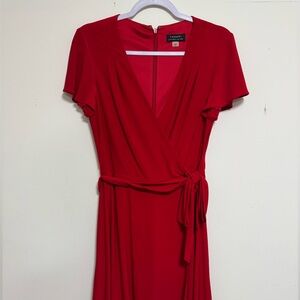 Red Wrap Dress with Tie Waist